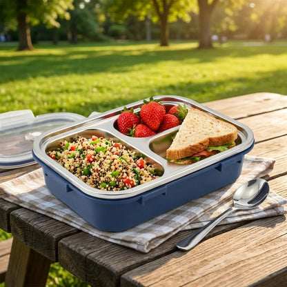 3-Compartment Stainless Steel Lunch Box