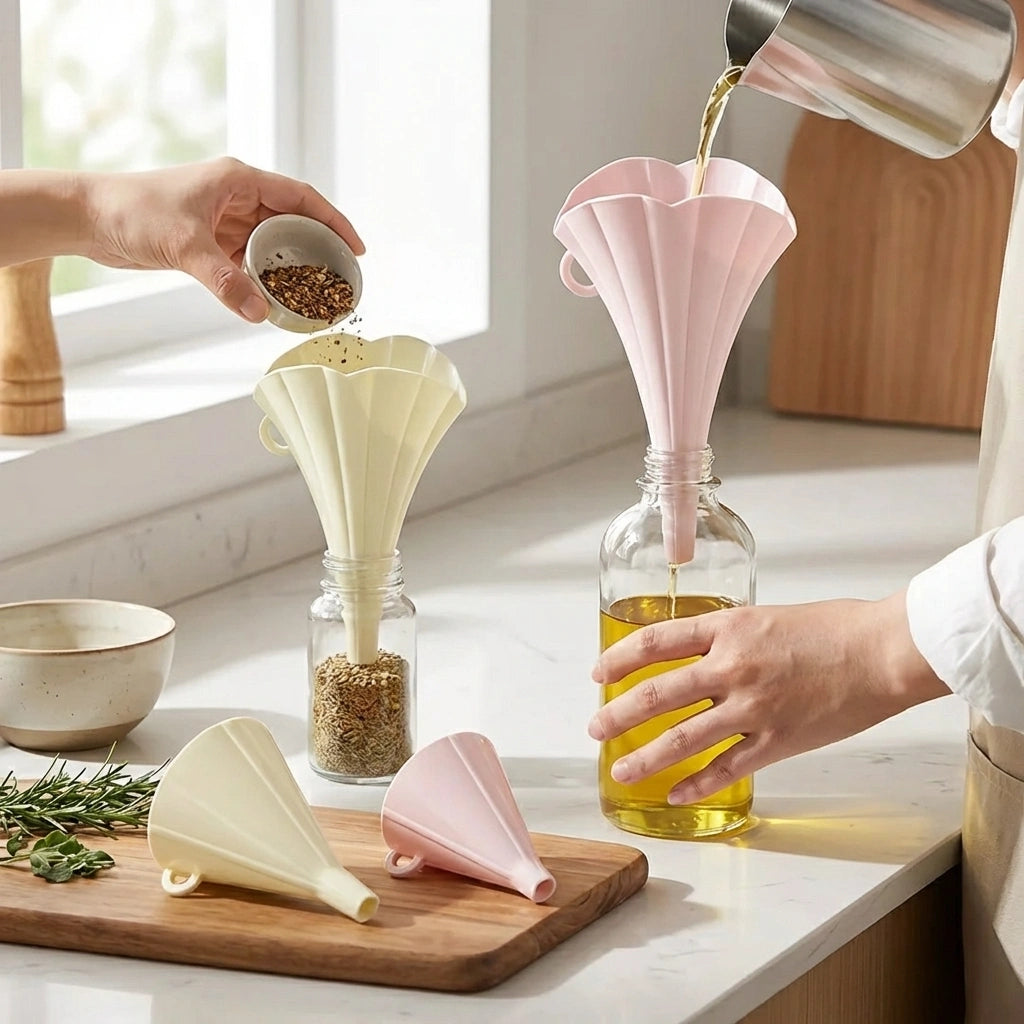 Silicone Folding Funnel With Supporter Pack of 2