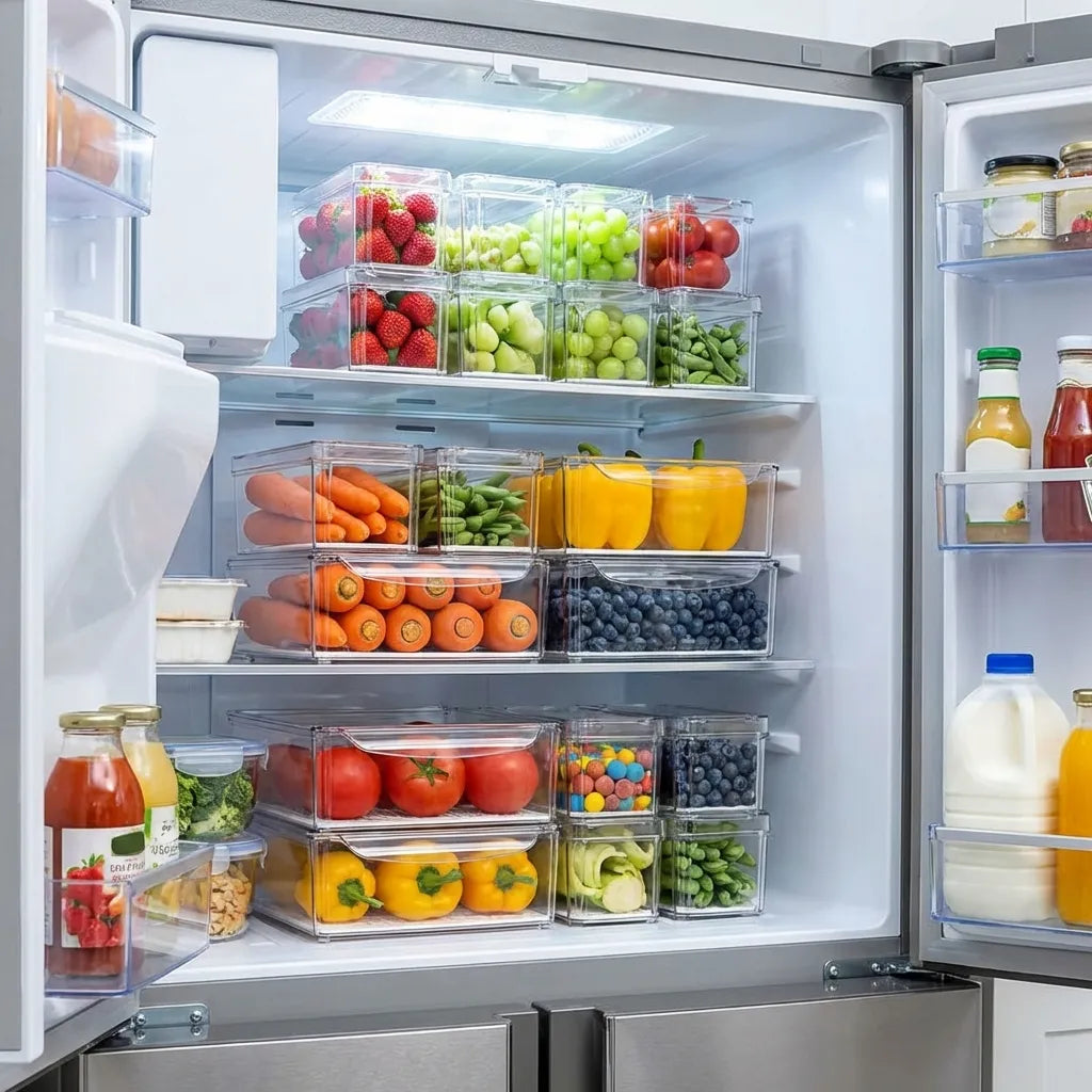 Plastic Refrigerator Organizer Bins Set Of 2