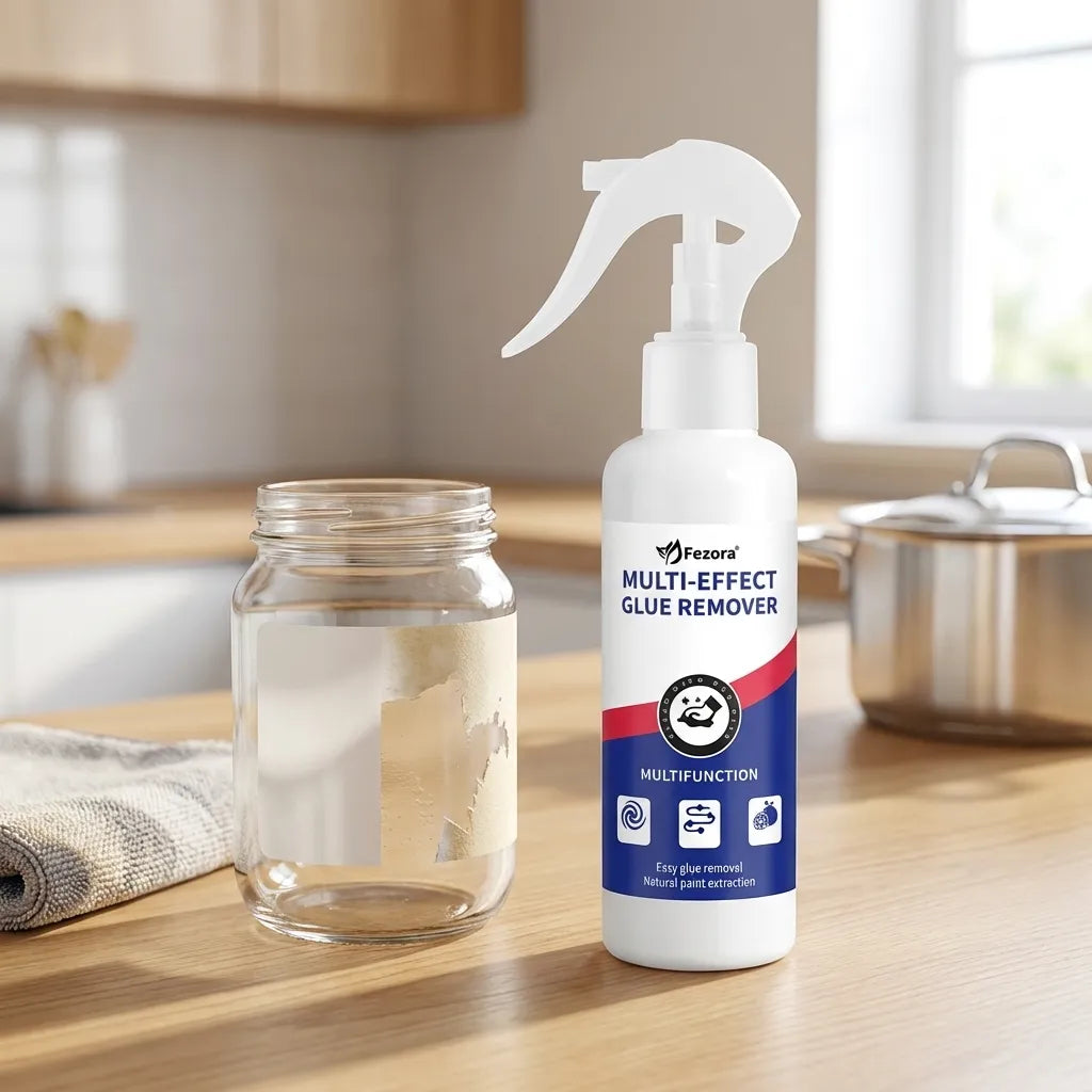 Fezora Multipurpose Sticker Adhesive Glue Remover Spray, Sticker Lifter Stain Remover Adhesive Cleaner All Purpose Effective Adhesive Remover Liquid for Glass, Metal, Wall 150 ml