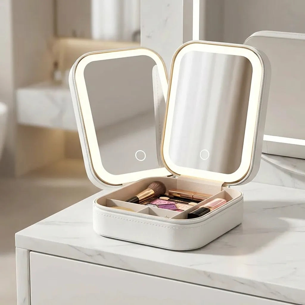 White Jewelry Box with LED Mirror