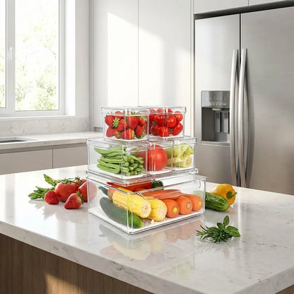 Plastic Refrigerator Organizer Bins Set Of 2