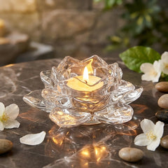 Glass Lotus Flower Tea Light