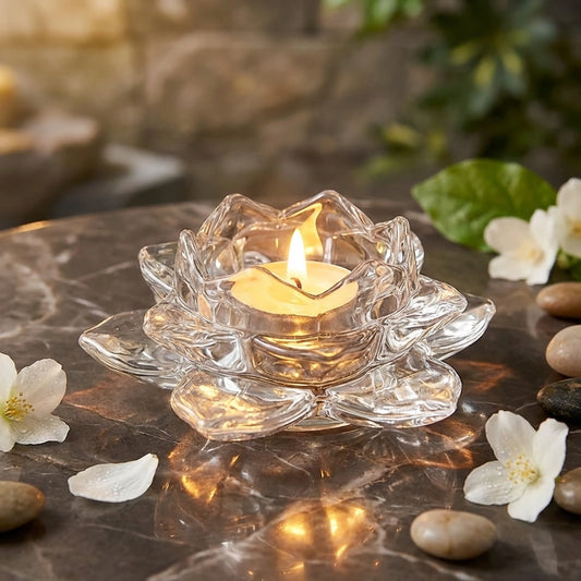 Glass Lotus Flower Tea Light