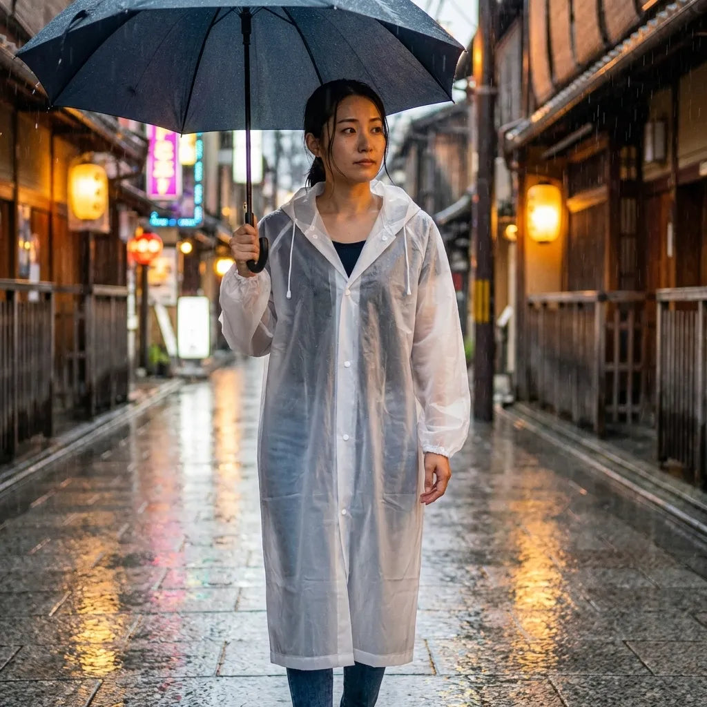 Unisex Hooded Button- Raincoat - Reusable for Adults