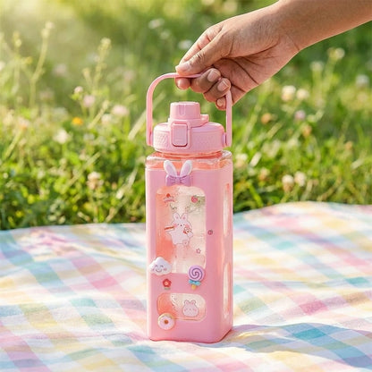 700ml Kawaii Water Bottle with Lid and Straw