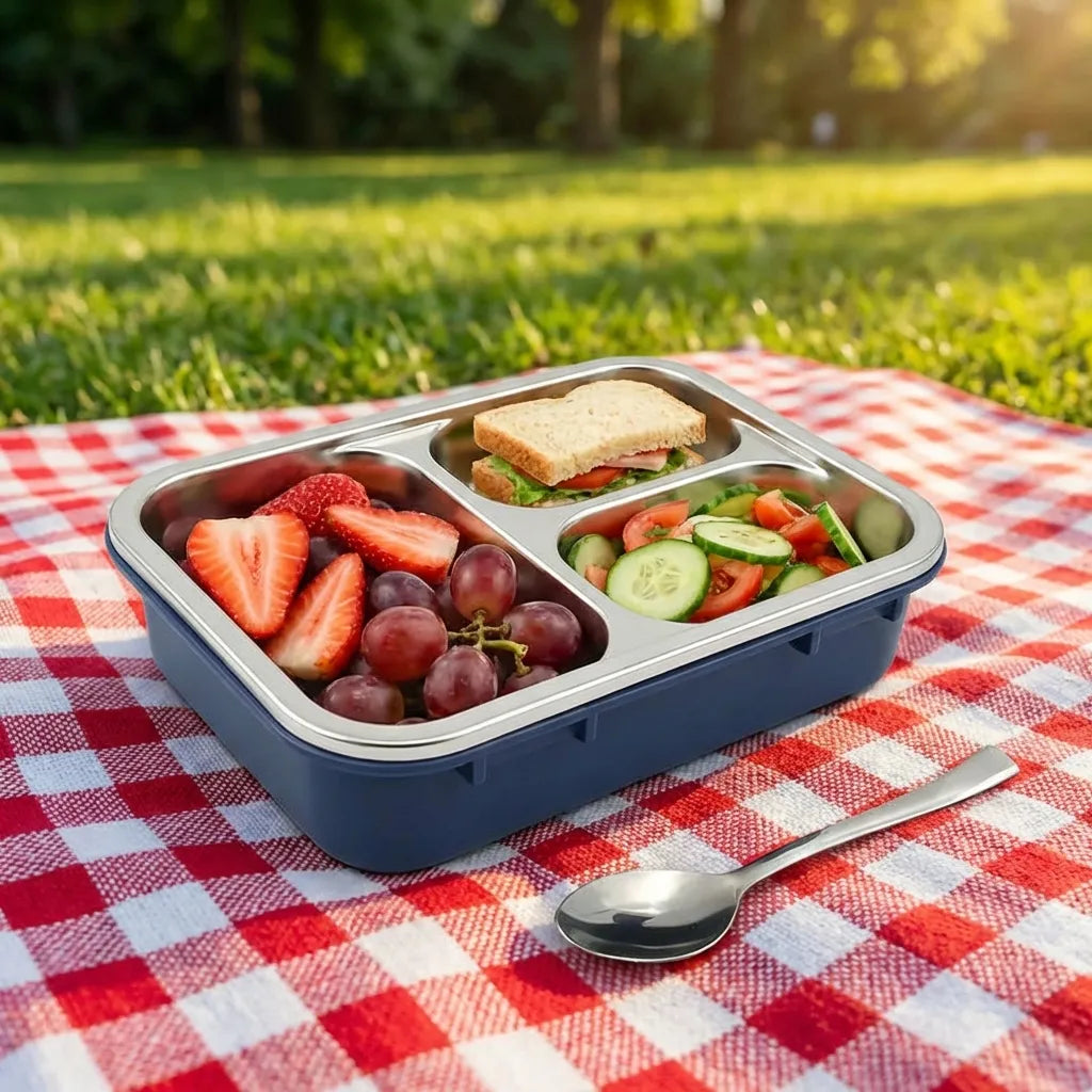 3-Compartment Stainless Steel Lunch Box