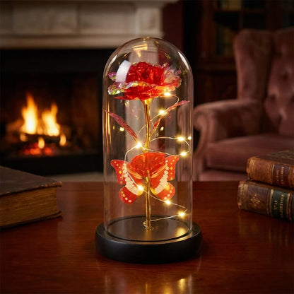 Elegant Led Eternal Rose In Plastic Dome (1 Pc  Battery Not Included)