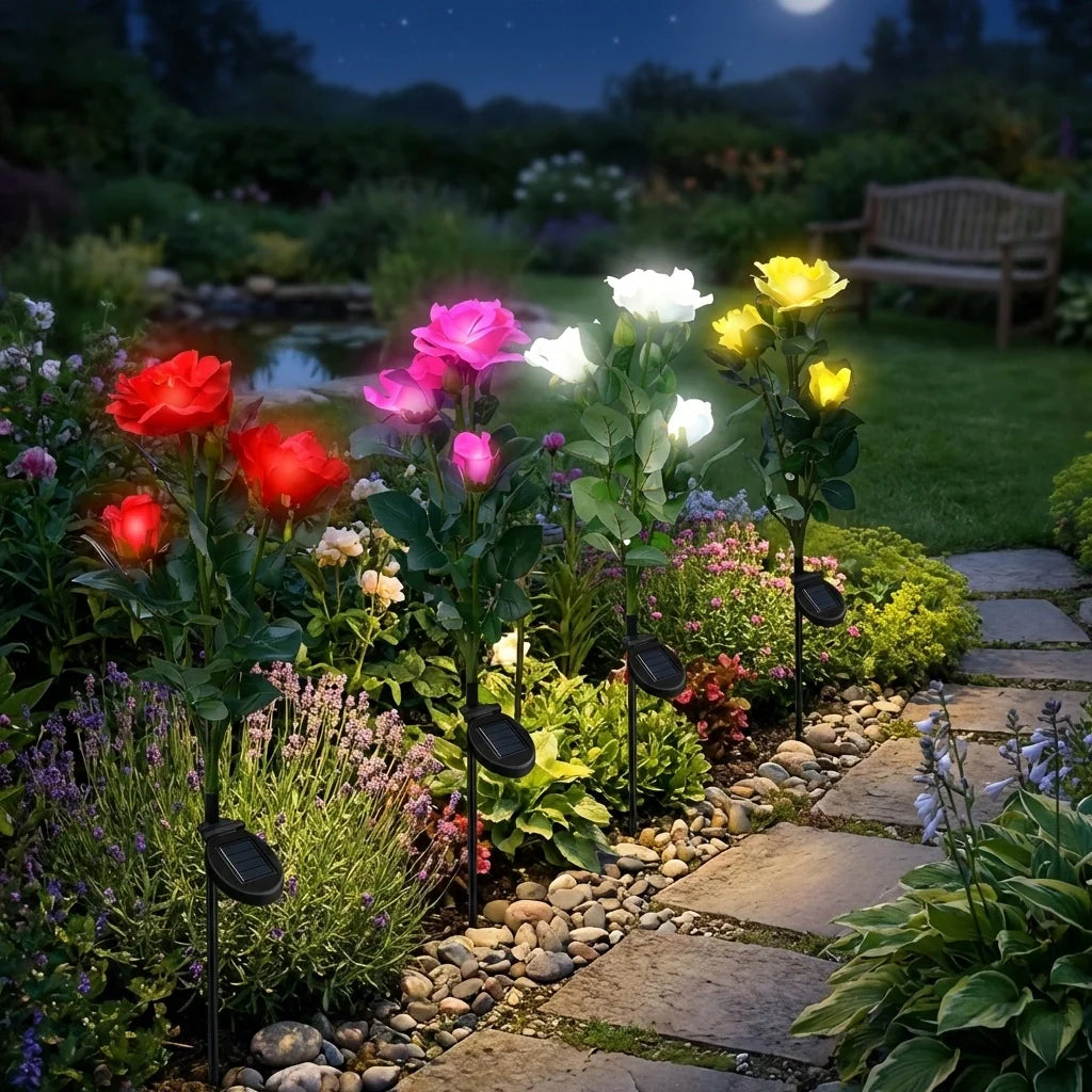 Solar-Powered Rose Garden Lights
