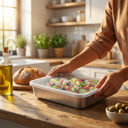 Non Stick Baking Pan Food Storage Box with Cover Pack of 2