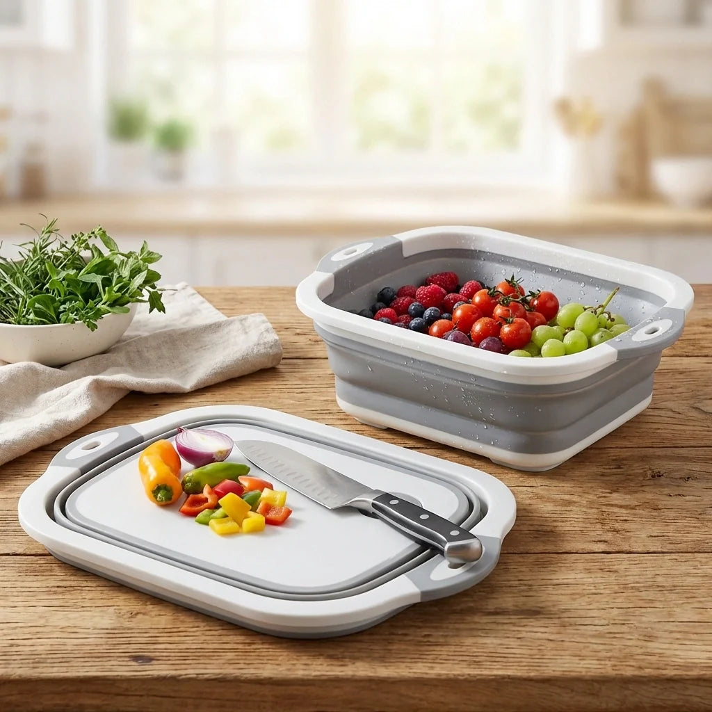 Collapsible Cutting Board Basket