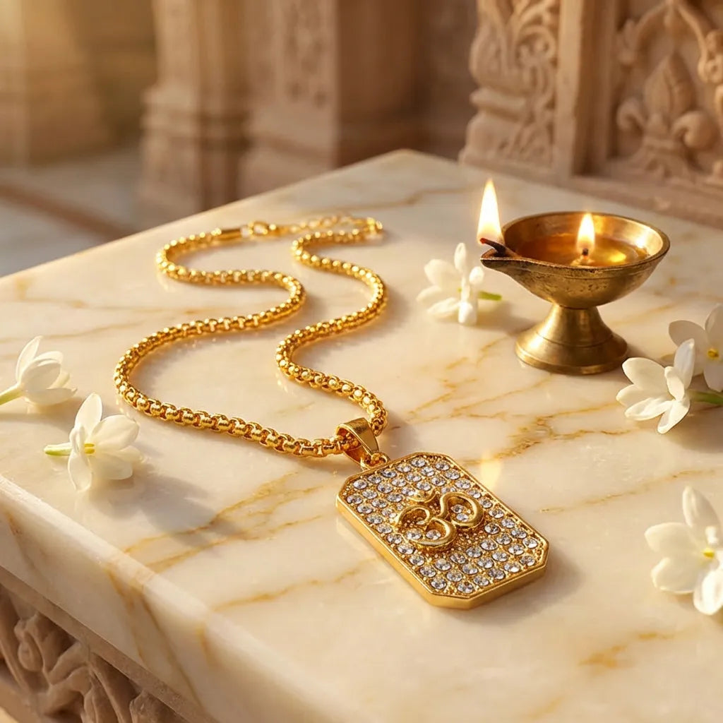 Diamond Om Pendant Necklace