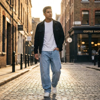 Men's Loose Fit Mid Rise Light Blue Jeans