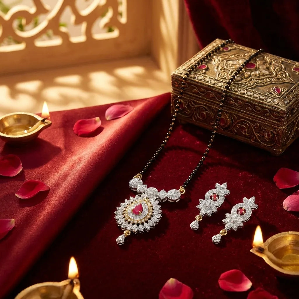 New Alloy American Diamond Mangalsutra