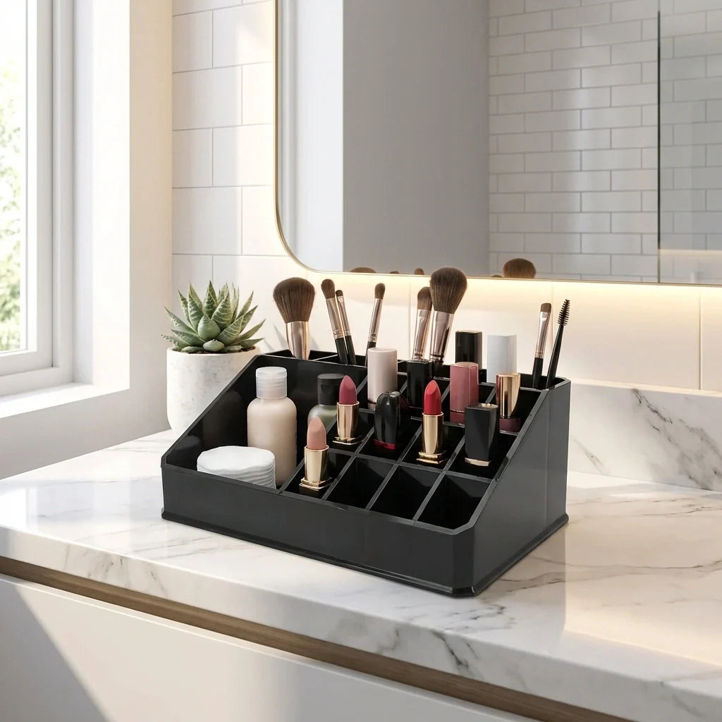 16-Compartment Makeup Organizer Box