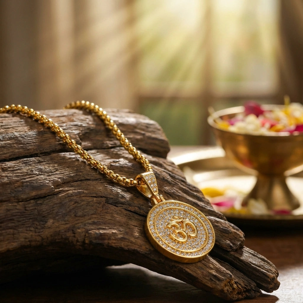 Om Symbol Pendant With Chain