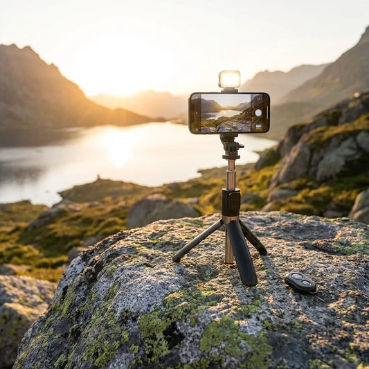 Extendable Flash 3-in-1 Selfie Stick Tripod with Bluetooth Remote