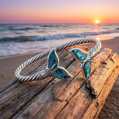 Abalone Shell Mermaid Tail Bangle Bracelet