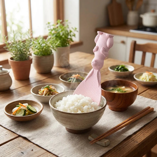 Rabbit Standing Non-Stick  Rice Spoon,Vertical Kitchen Serving Spoon (Pack of 3)