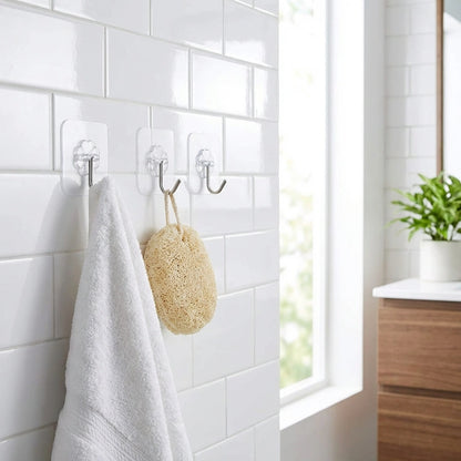 Self Adhesive Waterproof Transparent Hooks for Wall (Pack of 15)