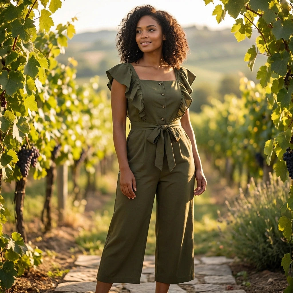 Chic Cape-Sleeve Jumpsuit