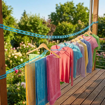 Anti-Slip Clothes Washing Line Drying Nylon Rope with Hooks