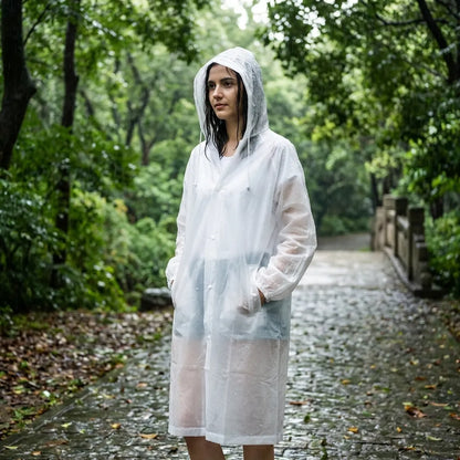 Unisex Hooded Button- Raincoat - Reusable for Adults