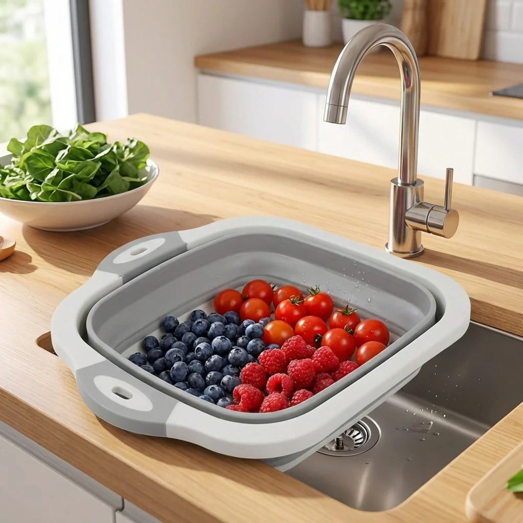 Collapsible Cutting Board Basket