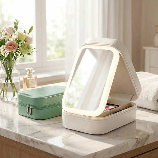 White Jewelry Box with LED Mirror