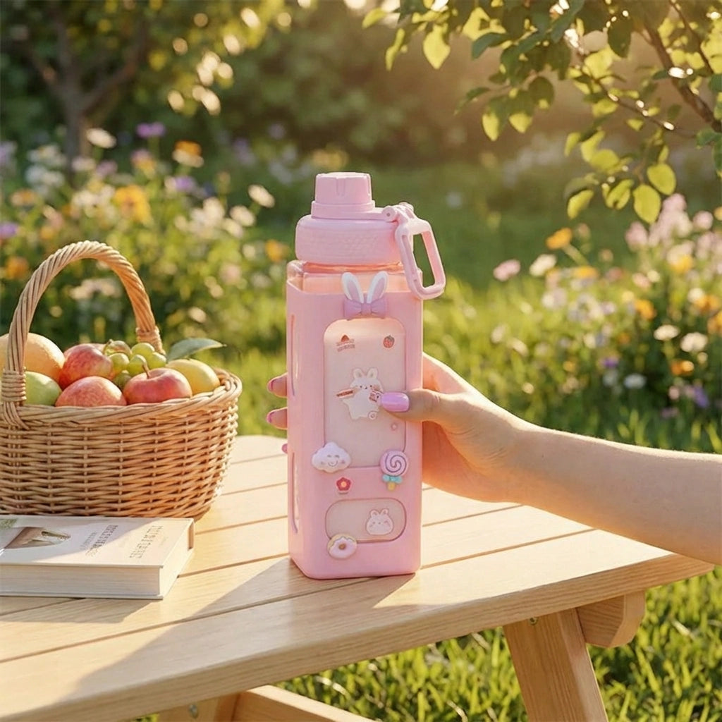 700ml Kawaii Water Bottle with Lid and Straw