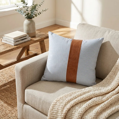 Leather & Cotton Pillow Covers