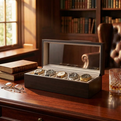 Wood Watch Box Organizer with Glass Display