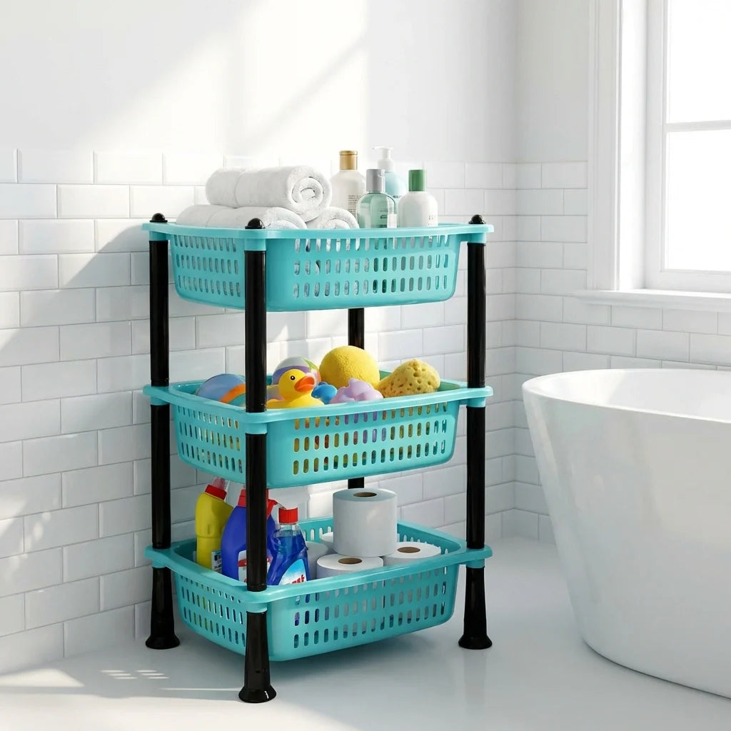 3 Layer Squre Kitchen Trolley Basket