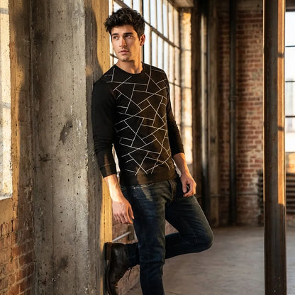 Printed Black Cotton Tee