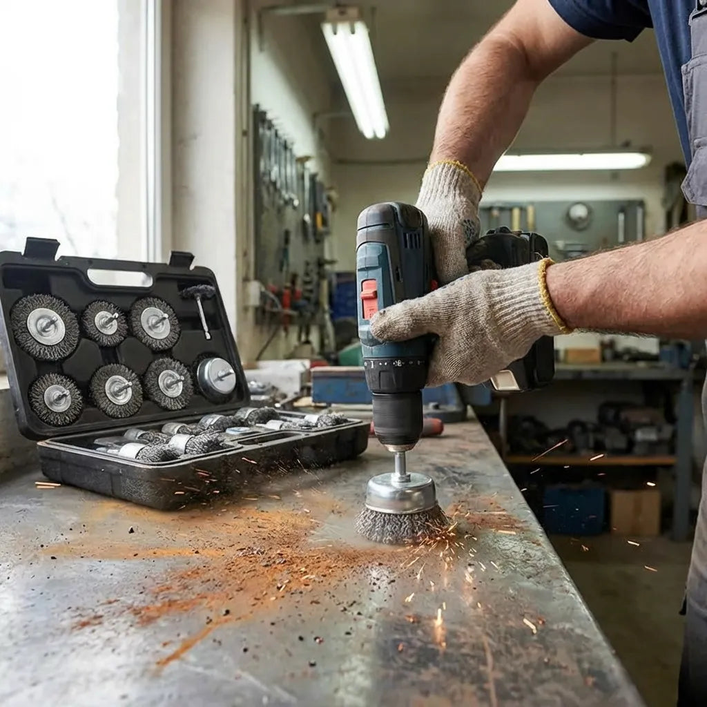 Drill-Powered Wheel Brush