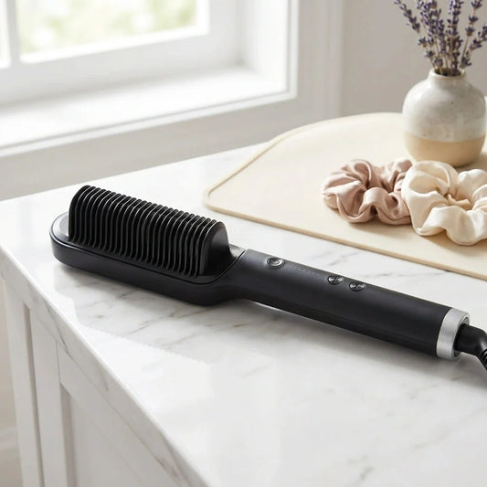 Hair Straightener Used While Massaging Head