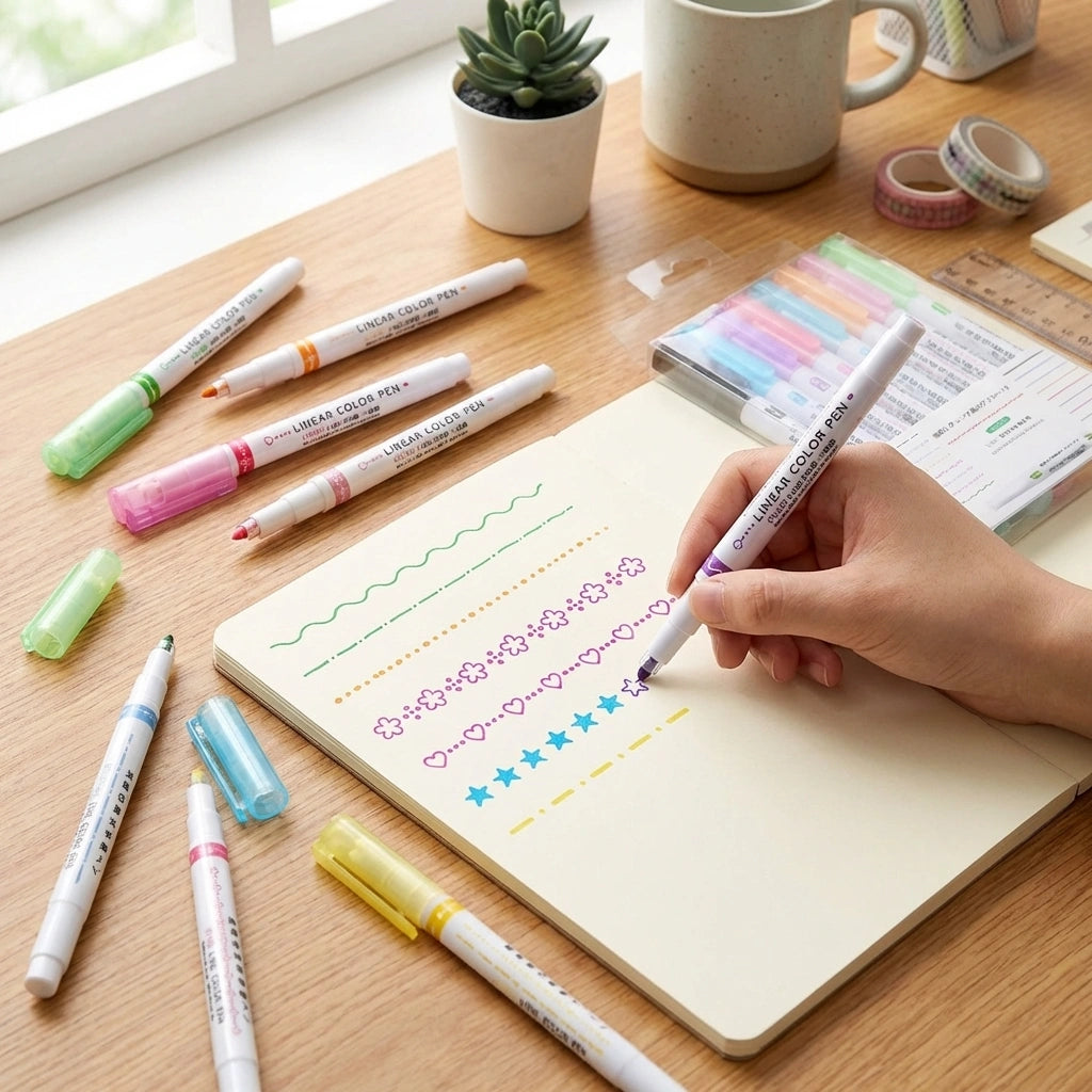 Stamp Pen Liner Pen Roller Type 6 Design and Pack of 6 Color 6