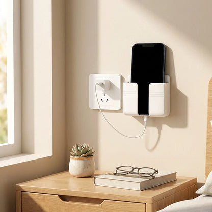 Wall Mounted Mobile Holder With Adhesive Strips& Charging Holder