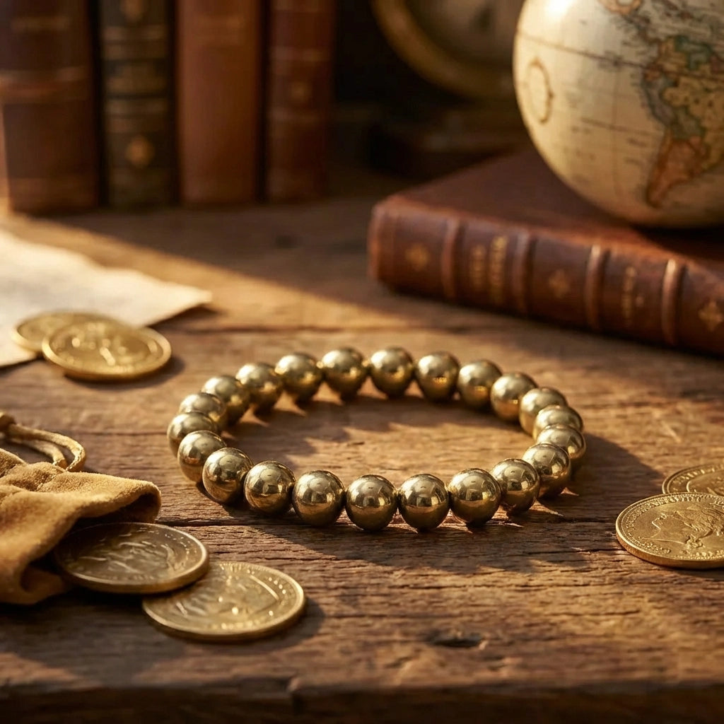 Golden Pyrite Bracelet - 8mm Beads