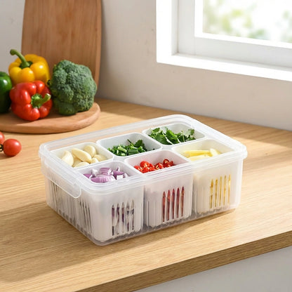 6 Grid Fridge Storage Boxes Containers