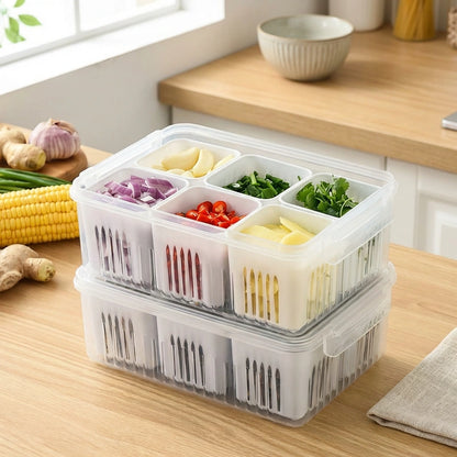 6 Grid Fridge Storage Boxes Containers