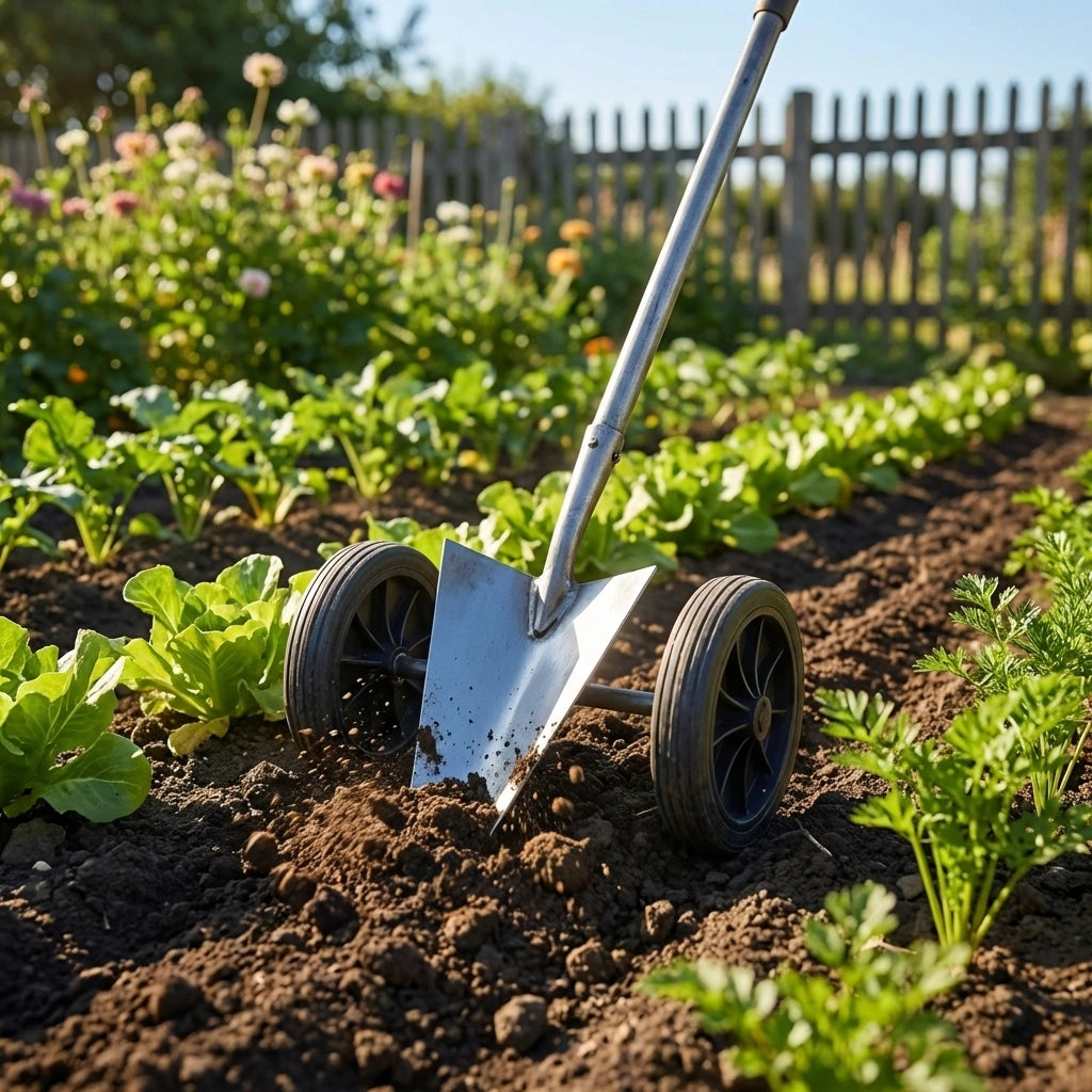 Garden Tool Supporter with Double Wheels