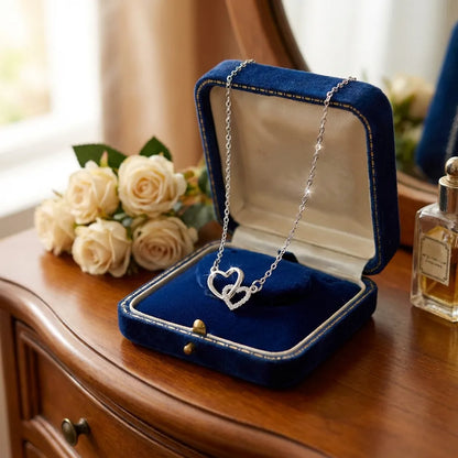 Women's Dual Heart Pendant with Chain Micro Plating