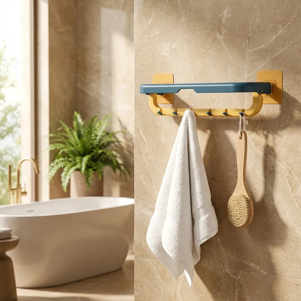 Space-Saving Foldable Towel Rack