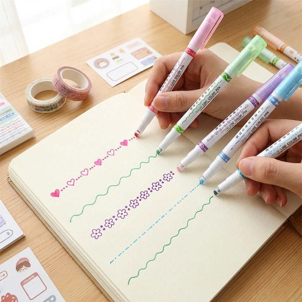 Stamp Pen Liner Pen Roller Type 6 Design and Pack of 6 Color 6