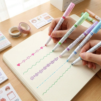 Stamp Pen Liner Pen Roller Type 6 Design and Pack of 6 Color 6