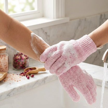 Soft textured bath gloves