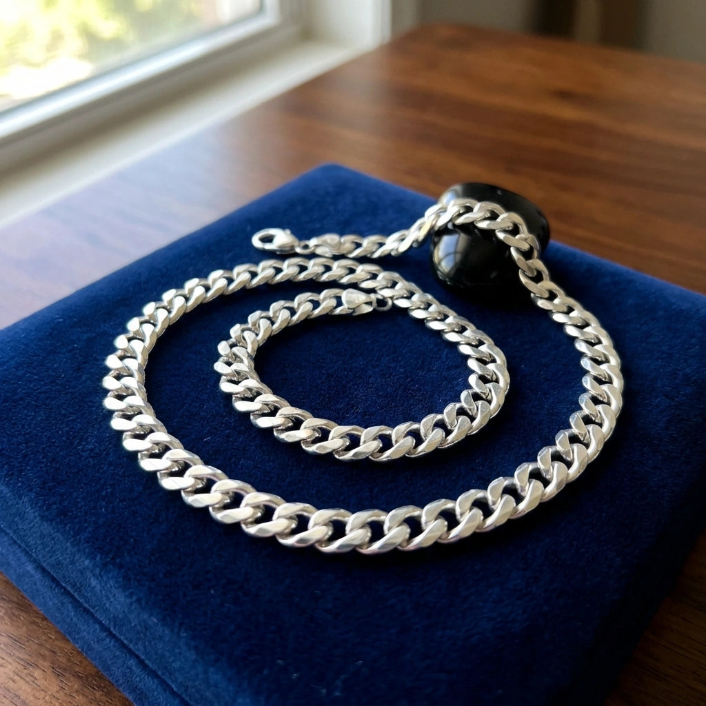 Silver Plated Cuban Style Thick & Heavy Chain For Men