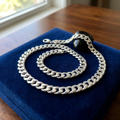 Silver Plated Cuban Style Thick & Heavy Chain For Men