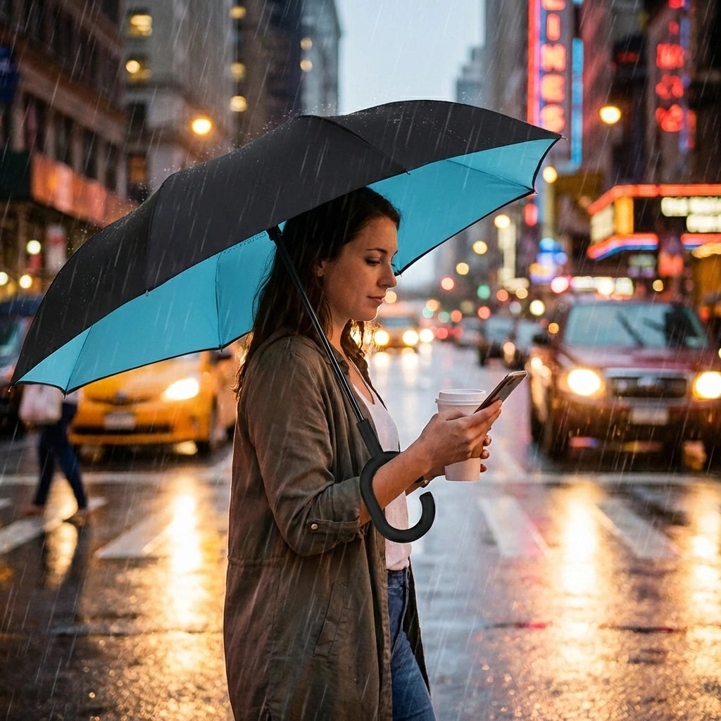 Double Layer Inverted Reversible Umbrella